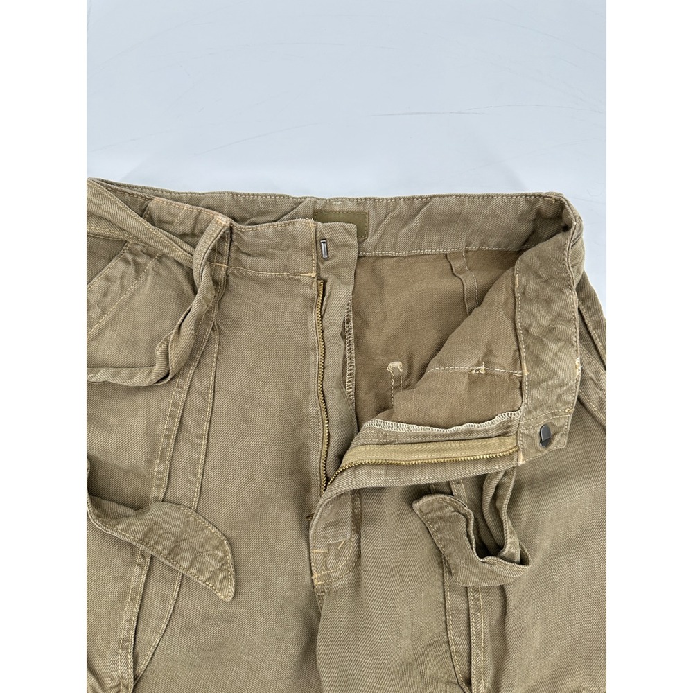 MOTHER The Chute Paperbag Shorts Olive Green High Waist Tie Belt Womens 26 - Picture 6 of 14